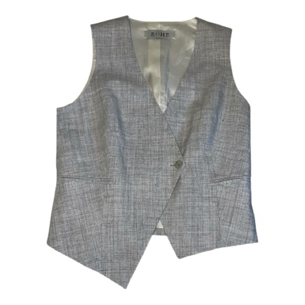 RÓHE asymmetric overlapping Woven tailored vest linen blend minimalist gray